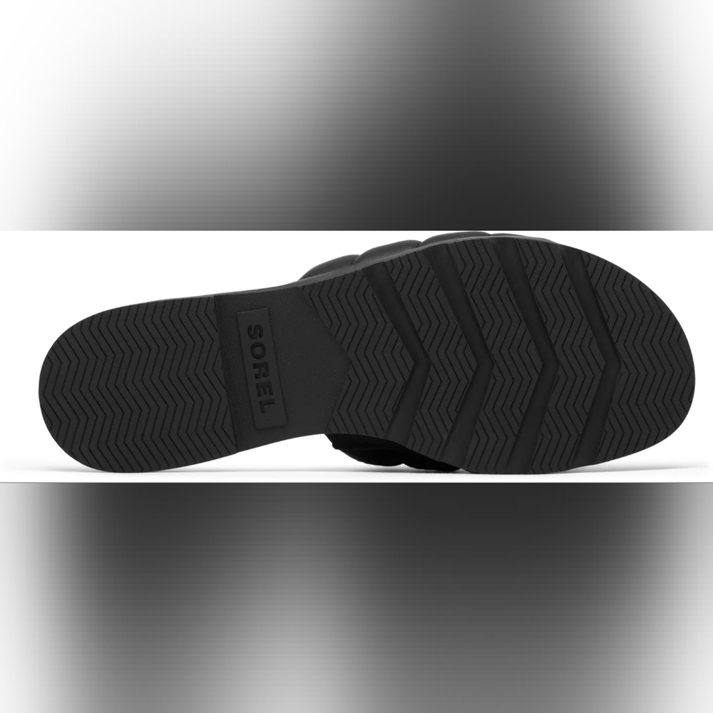Sorel Ella III Slide Sandals Quilted Leather Slip On Flats Black Size 10.5 - Picture 3 of 14
